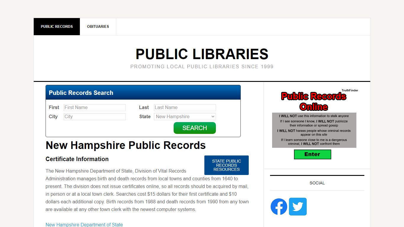 New Hampshire Public Records - Public Libraries